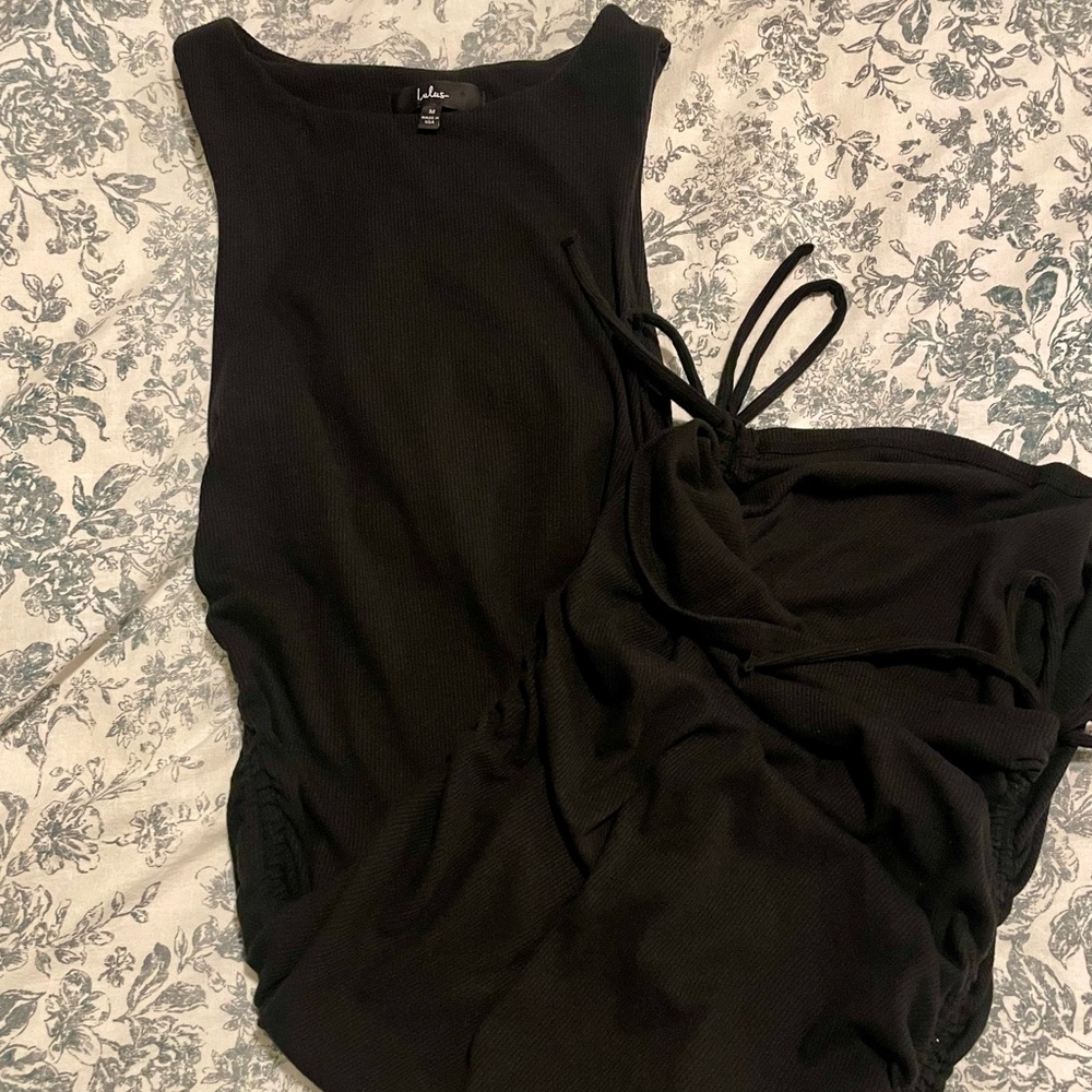 Over and Over Ribbed Drawstring Ruched Bodycon Dress - Lulus - Medium - Picture 6 of 6